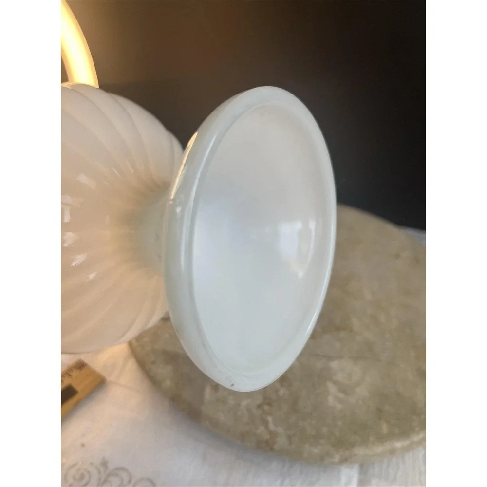 Vintage 1960's White Milk Glass 2pound  Ribbed Compote Pedestal Vase